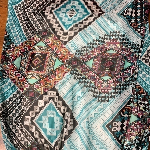 Enfocus Studio turquoise with multi-colored geometric patterns sleeveless dress - Picture 12 of 13